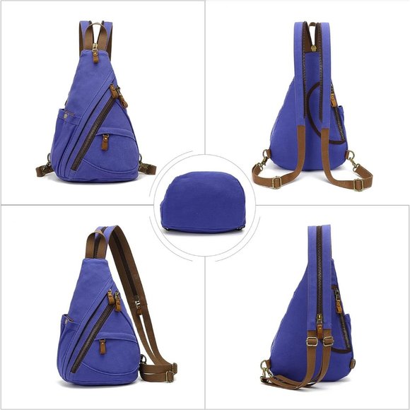 Women Small Casual Canvas Sling Crossbody Shoulder Backpack